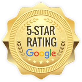 Google five-star gold rating badge