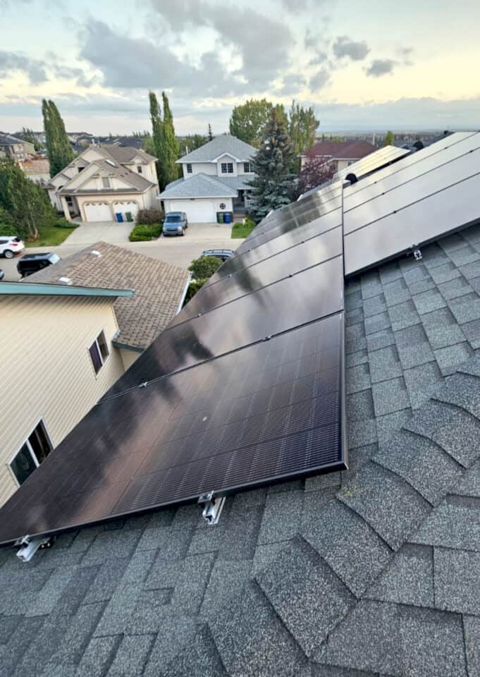 Rooftop solar panels on suburban home