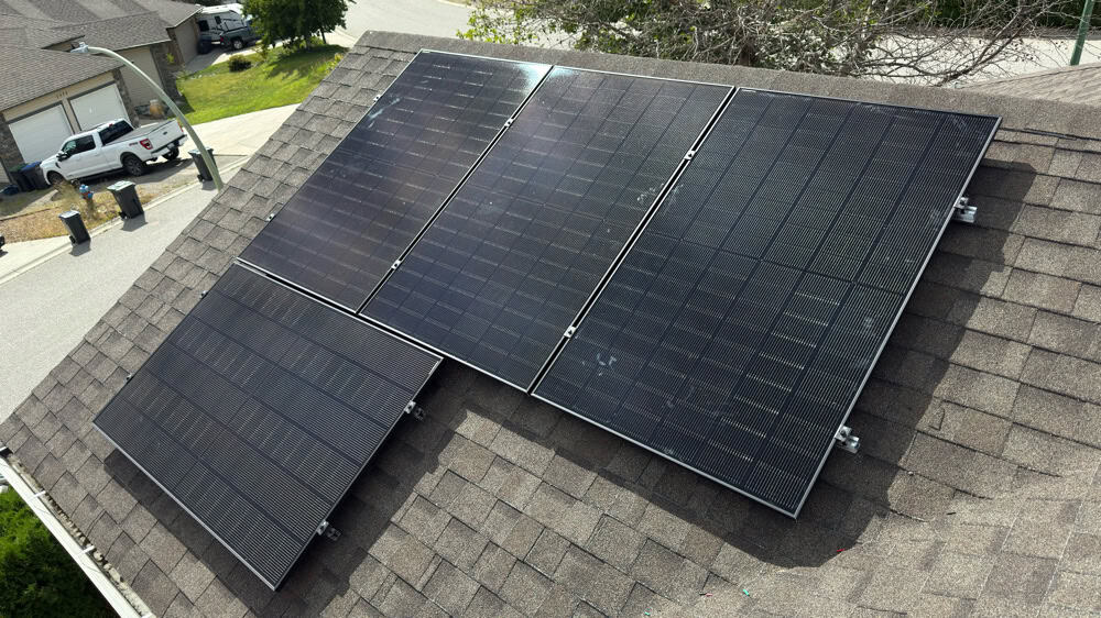 Solar panels installed on a house roof